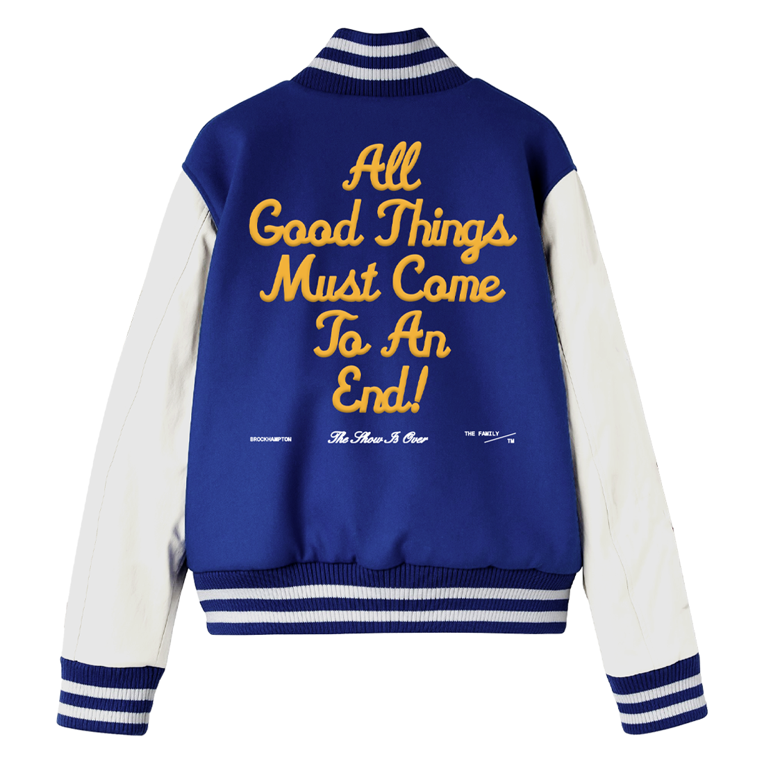 ALL GOOD THINGS MUST COME TO AN END VARSITY JACKET + PATCH BUNDLE